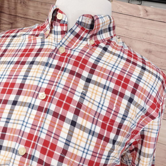 JACHS NEW YORK CLASSIC FIT RED PLAID BUTTON DOWN SHIRT MENS SIZE L LARGE - Picture 2 of 7